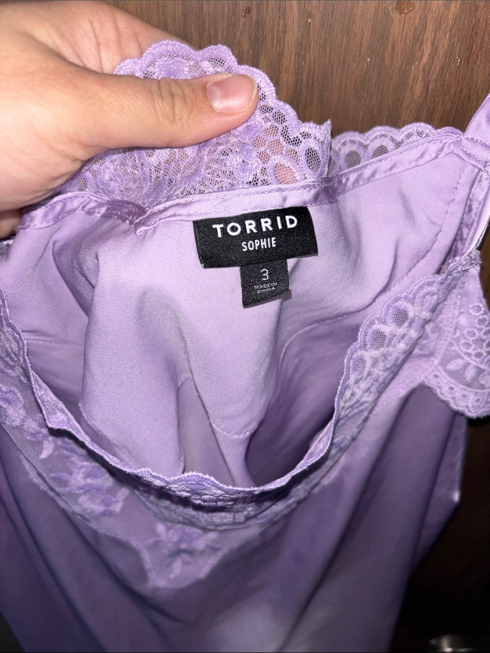 torrid Lavender Satin Lace Cami - Picture 5 of 8